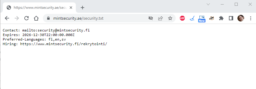 security.txt in the browser
